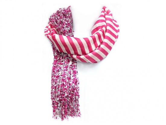 Hot Pink White Stripe & Confetti Oblong Scarf