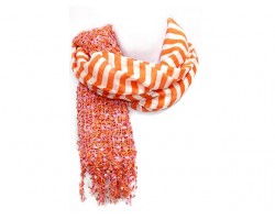 Orange White Stripe & Confetti Oblong Scarf