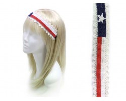 Texas Flag Red White Blue Lace Headband