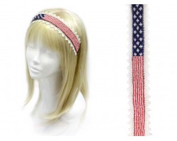 USA Flag Red White Blue Lace Headband