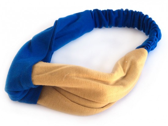 Blue Gold Cloth Turban Style Headband Blue Gold Cloth Turban Style Headband