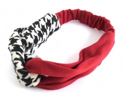 Houndstooth Dark Red Cloth Turban Style Headband