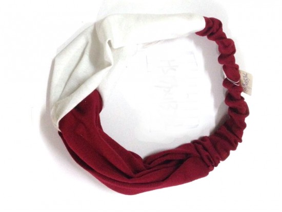Maroon White Cloth Turban Style Headband