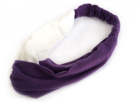 Purple White Cloth Turban Style Headband
