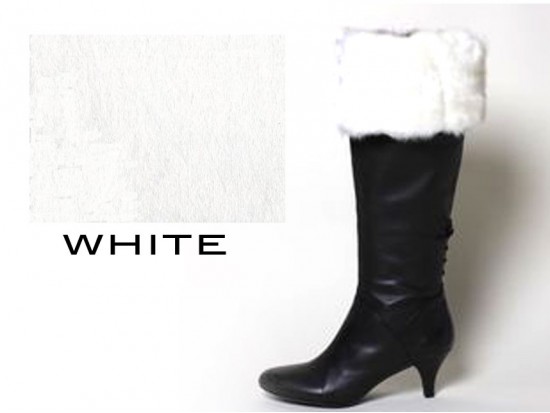 White Fur Topped Knit Boot Topper