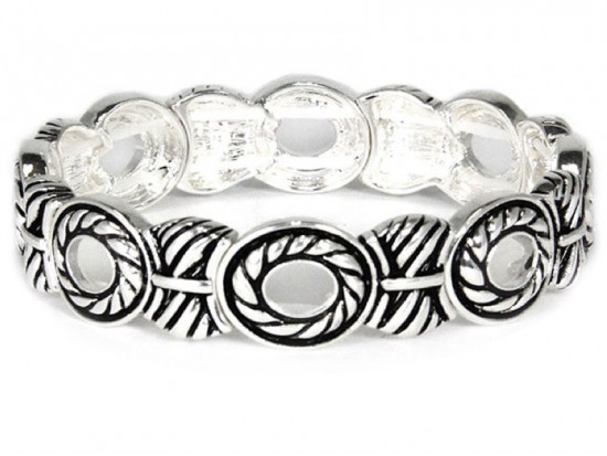 Silver Swirled Circles Stretch Bracelet