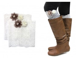 White Lace Flowers Boot Topper