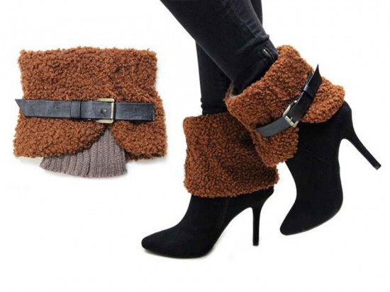 Brown Buckled Short Boot Toppers