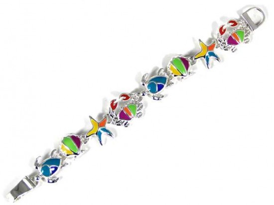 Multi Silver Sea Life Magnetic Link Bracelet