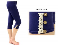 Navy Blue Lace Button Capri Leggings 12pk