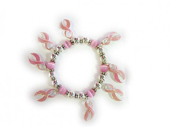 Pink Breast Cancer Ribbon Charm Bracelet Pink Breast Cancer Ribbon Charm Bracelet
