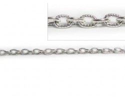 4mm Silver Small Oval Etched Link