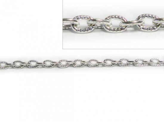 4mm Silver Small Oval Etched Link
