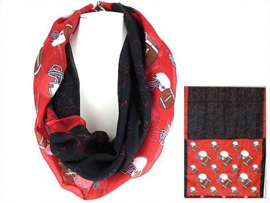 Red Black Football Theme Infinity Scarf