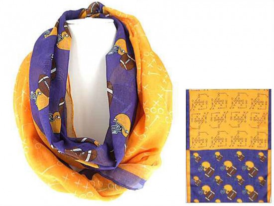 Purple Yellow Football Theme Infinity Scarf