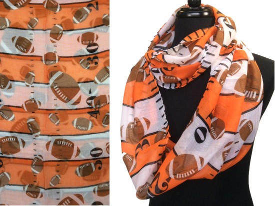 Orange White Football Theme Infinity Scarf