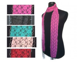 Assorted Lace Seed Bead Oblong Scarf 6pk