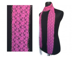 Fuchsia Lace Seed Bead Oblong Scarf