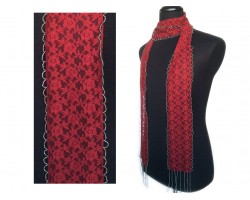 Maroon Lace Seed Bead Oblong Scarf