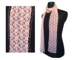 Pink Lace Seed Bead Oblong Scarf