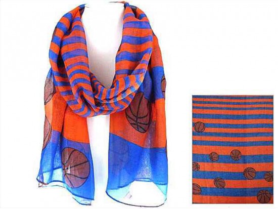 Blue Orange Basketball Theme Oblong Scarf