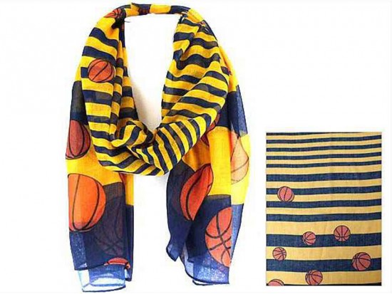 Blue Yellow Basketball Theme Oblong Scarf
