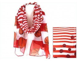 Red White Basketball Theme Oblong Scarf