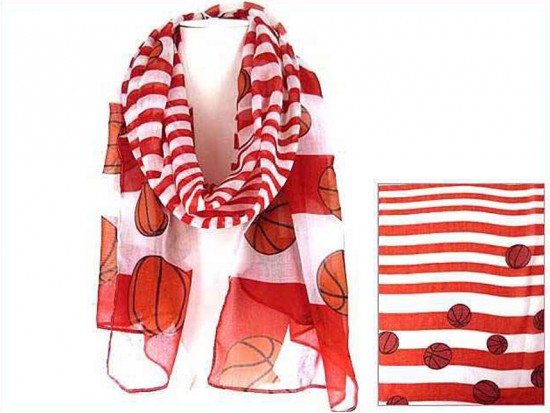 Red White Basketball Theme Oblong Scarf