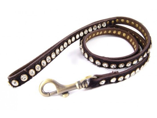 Dark Brown Clear Crystal Dog Leash 