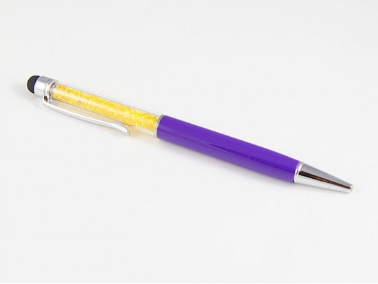 Purple Stylus Gold Crystal Filled Pen Tube