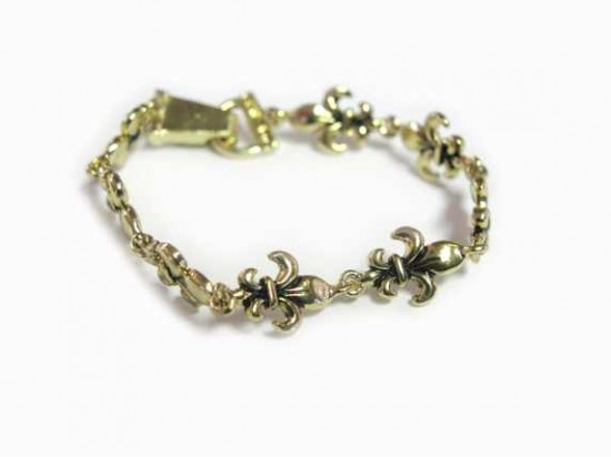 Gold Plate Fleur De Lis Band Magnetic Clasp Bracelet