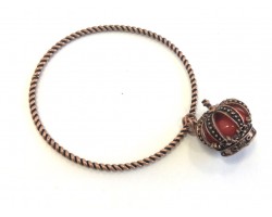 Antique Copper Crown Charm Rope Bangle