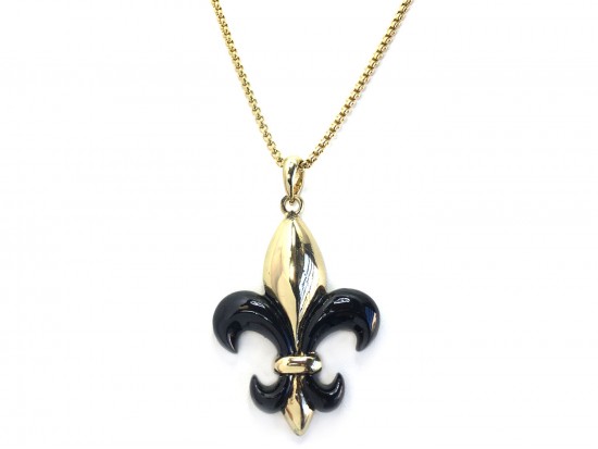 Black Gold Fleur De Lis Necklace