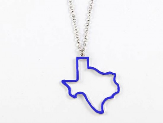 Blue Texas State Map Open Cut Necklace
