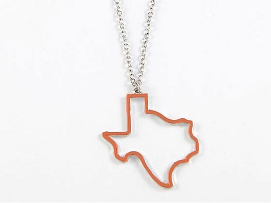 Orange Texas State Map Open Cut Necklace