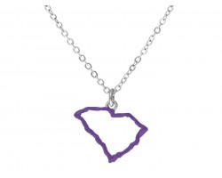 Purple South Carolina State Map Open Cut Silver Necklace