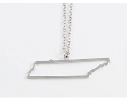Tennessee State Map Open Cut Silver Plate Necklace
