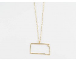 South Dakota State Map Open Cut Gold Plate Necklace