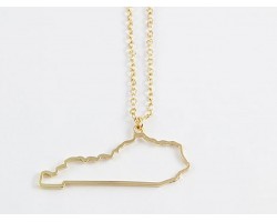 Kentucky State Map Open Cut Gold Plate Necklace