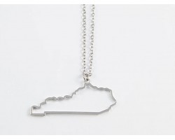 Kentucky State Map Open Cut Silver Plate Necklace