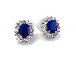 Blue Clear Crystal Facet Post Earrings