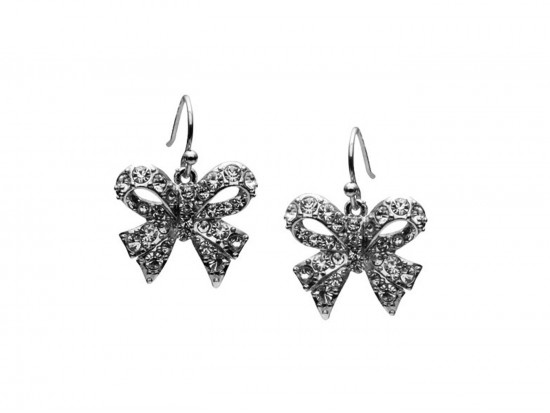 Clear Crystal Bow Style French Hook Earrings