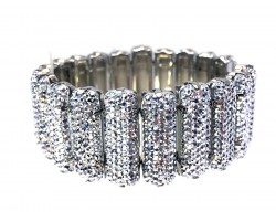 Silver Crystal Segment Bar Bangle Bracelet