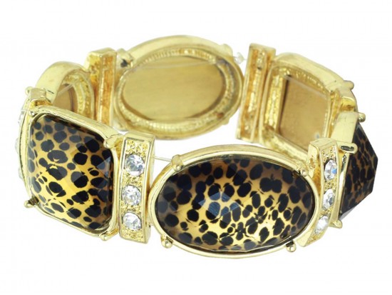 Gold Leopard Print Crystal Stretch Bracelet Gold Leopard Print Crystal Stretch Bracelet