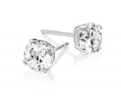 8mm Clear Cubic Zirconia Round Stud Silver Post Earrings
