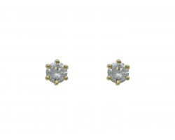 5mm Clear CZ Round Gold Post Earrings