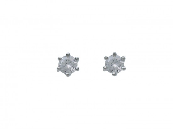 6mm Clear CZ Round Silver Post Earrings 6mm Clear CZ Round Silver Post Earrings