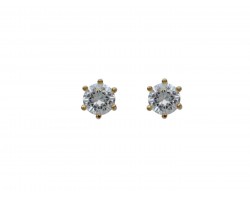 7mm Clear CZ Round Gold Post Earrings 7mm Clear CZ Round Gold Post Earrings
