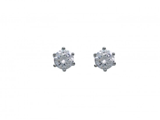 7mm Clear CZ Round Silver Post Earrings 7mm Clear CZ Round Silver Post Earrings