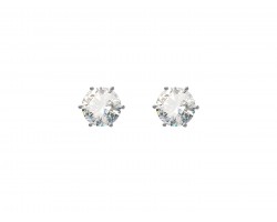 9mm Clear CZ Round Silver Post Earrings